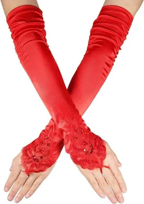 Produktbild von Lange Kanten Satijnen Handschoenen Rood.