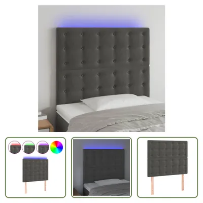 Produktbild von The Living Store LED Kopfteil Dunkelgrau 80x5x118/128 cm Samt