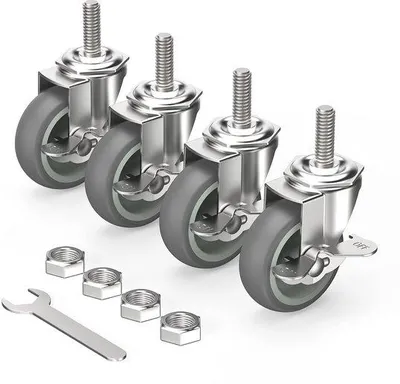 Immagine prodotto di Carrelli di trasporto pesi da 75 mm, 4 pezzi, M12 x 1,75 x 30 mm, nero