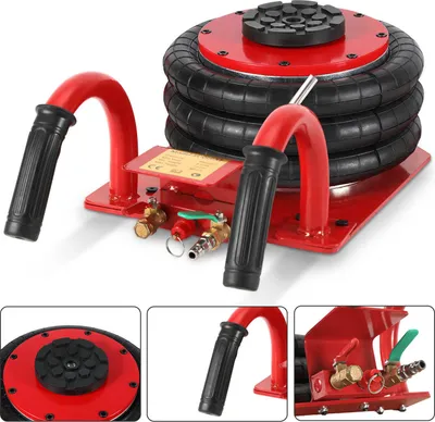 Produktbild von Faziango Pneumatischer Wagenheber 3T (6600 lbs) – 3 Airbags + ergonomischer Griff,150-400mm Hubhöhe, für PKW/Werkstatt/Garage Rot