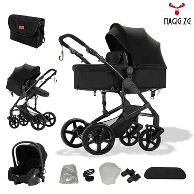 Productafbeelding van OEM 3-in-1 kinderwagen met autostoel en reiswieg zwart