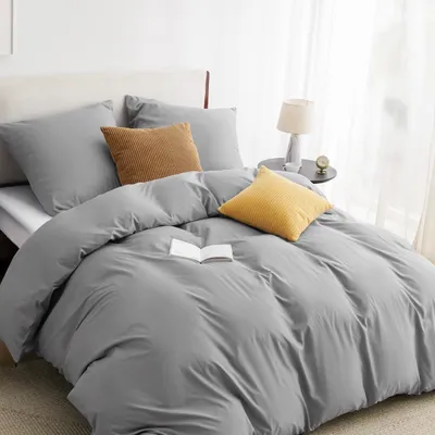 Produktbild von Bettwäsche Set 200x220 cm Grau - 1 Bettbezug + 2 Kissenbezüge