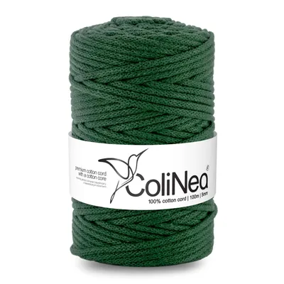 Produktbild von ColiNea, Baumwollkordel mit Baumwollkern, geflochten, 5mm, 100m, flaschengrün