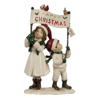 Produktbild von Clayre & Eef Dekorationsfigur Kinder 8x4x13 cm Weiß Rot Polyresin