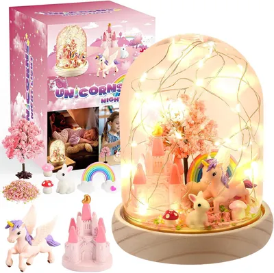 Immagine prodotto di Kit per bambini - Unicorno - Giocattolo - Regalo adatto a bambini dai 3 ai 10 anni - Crea tu stesso una lampada da notte per bambini - Base in legno