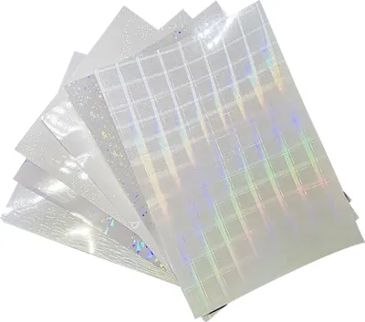 Produktbild von 12 Blatt Holographische Aufkleber Papier, a4 Glitzerfolie Abziehbilder, Fensterfolie Irisierende Selbsthaftend, Klare Holographic Overlay, Diy Handwerk(4 Motive)