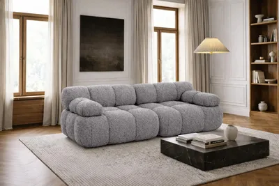 Produktbild von Kaiser Möbel Couch, 2-Sitzer Sofa modular, Bouclé-Stoff Abriamo, Dunkelgrau, Selia