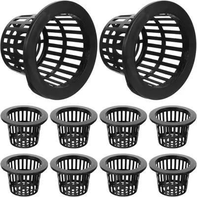 Produktbild von 10 schwarze Netztöpfe aus Kunststoff, 10 cm, für Hydrokultur, Garten und Balkon