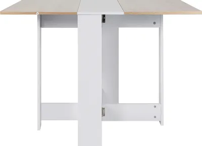 Produktbild von JEOBEST, Tisch, Weiß + Eiche, 103x76x73.4cm, Klappfunktion, Kofferfunktion, 2 Ablagen, 2 Schwenkfüße, Esstisch, Beistelltisch, Schreibtisch, Melamin-Spanplatte, für 3-4 Personen