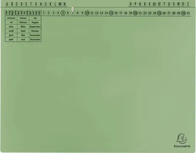 Zdjęcie produktu dla Exacompta 371125B 25 Exacompta Hängehefter Exaflex Karton grün 1 x Amtsheftung / kaufmännische Heftung