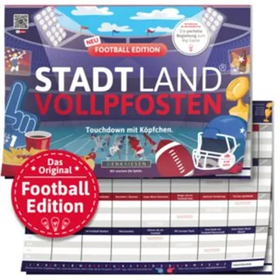Produktbild von DENKRIESEN - STADT LAND VOLLPFOSTEN® - FOOTBALL EDITION - "Touchdown mit Köpfchen." - A4
