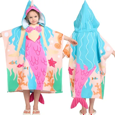 Immagine prodotto di Omgoods - Asciugamano poncho in microfibra, ideale per bambini, perfetto per la spiaggia e la piscina