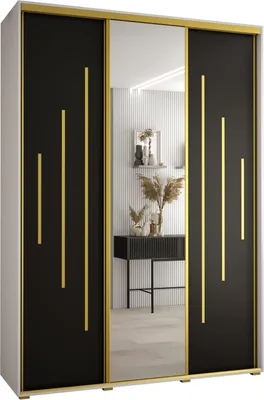 Produktbild von MEBLE KRYSPOL Davos 13 Schrank, drei Türen - 235,2x170x45 cm - Weiß Schwarz Gold
