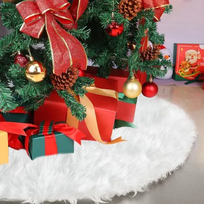 Weihnachtsbaumrock 90 cm, weiß, Kunstfell, für mittelgroße Bäume