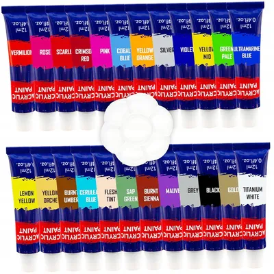 Produktbild von Van Bleiswijck Acrylfarben Set mit 24 Farben und Palette