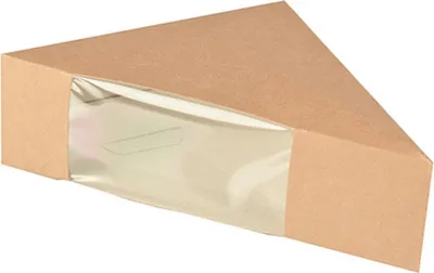 Produktbild von Sandwichboxen, Pappe mit Sichtfenster aus PLA 12,3 cm x 12,3 cm x 5,2 cm braun