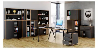 Produktbild von Stehendes Holzregal | platzsparender Aktenschrank | Maße ca. H. 74 x B. 60 x T. 33 cm | Elegantes Regal | Büroregal – Salia 2-fach B. 60 cm