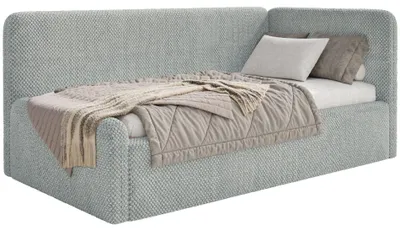 Obrázok produktu pre Selsey Fanko – detská postieľka 90 x 200 cm s ochrannou bariérou, čelo vpravo, plyš, sivá