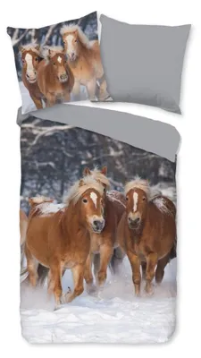 Productafbeelding van Good Morning Kinderdekbedovertrek "Happy Horses" - Multi - (135x200 cm) - 100% Katoen