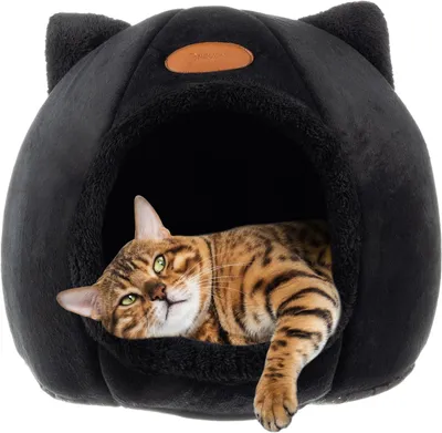 Imagen del producto de Cama para gatos tipo cueva, de felpa, 40x35x30 cm, ideal para gatos y cachorros