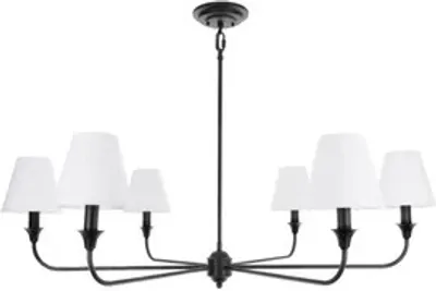 Produktbild von Kronleuchter Chic - Schwarz Modernes Design Weißer Lampenschirm Elegante Pendelleuchte Hängeleuchte Stilvolles Hochwertige