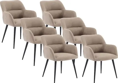 Produktbild von 6er Set HEKA Stühle - mit Armlehnen - Stoff und Metall - beige