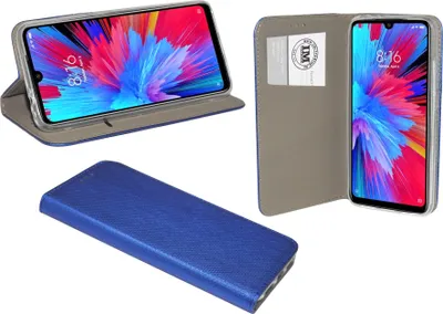 Zdjęcie produktu dla cofi1453® Etui książkowe "Smart" kompatybilne z XIAOMI REDMI NOTE 7 Etui na telefon Etui portfelowe Pokrowiec ochronny z funkcją podstawki, slot na karty Niebieski