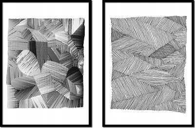 Produktbild von Gemälde-Poster im Rahmen, 33 x 43 cm, Diptychon, 2er-Set, abstrakt, Grau, P2029