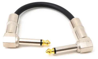 Produktbild von SYSTEM-S Audio Kabel 15 cm 6.35 mm Klinke Stecker zu Stecker Winkel AUX Adapter Schwarz