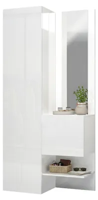 Produktbild von Eingangsmöbel Dcristant, Multifunktionsschrank mit 2 Türen, Mehrzweckschrank mit Spiegel, 90x35h190 cm, Weiß