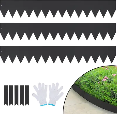 Obrázek produktu pro VEVOR obruba trávníku 15 cm x 3 m (sada 3 ks) Ocelová obruba trávníku Obruba záhonu s trny Okraje pro sečení Vhodné pro venkovní zahrady, cesty, trávníky, terasy, okraje cest a další