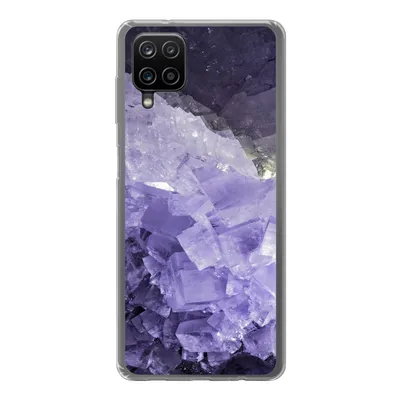 Produktbild von MuchoWow® Handyhülle Schutzhülle Hülle für Samsung Galaxy A12 Naturstein - Lila - Kristalle Silikon Softcase Handy Hülle - Bild