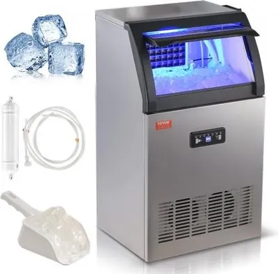 Zdjęcie produktu dla VEVOR Komercyjna kostkarka do lodu Kostkarka do lodu 52 kg / 24 h, kostkarka do lodu 15 kg pojemność 50 szt. Kostki lodu, kostkarka do lodu ze stali nierdzewnej z filtrem wody i szufelką do lodu