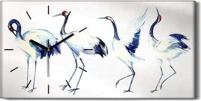 Produktbild von Leinwand Uhr Küche Wohnzimmer Bild 60x30 Malerei Abstrakte Tiere Vögel Kunst - schwarze Hände