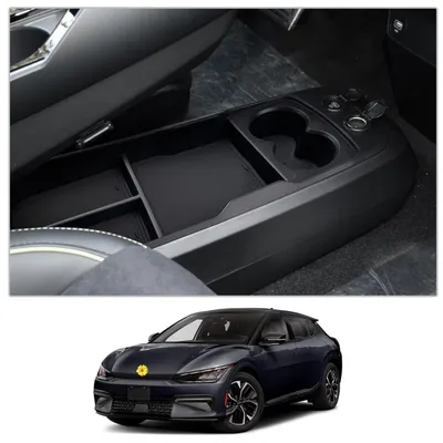 Image de Organisateur de console centrale avec boîte de rangement et porte-gobelets pour Kia EV6, modèles 2021-2025