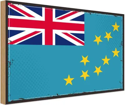 Produktbild von vianmo Holzschild 30x40 cm Tuvalus Retro Tuvalu Flagge Fahne Wappen