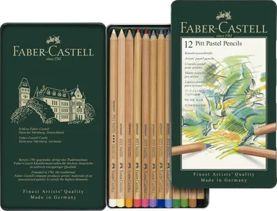Productafbeelding van FABER-CASTELL Buntstiften PITT PASTELL, set van 12 stuks in metalen etui