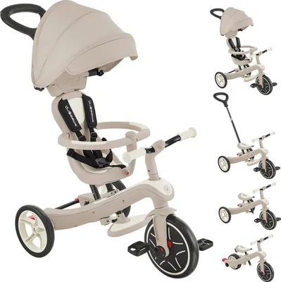 Image de GLOBBER EXPLORER TRIKE 4in1 ECO – Poussette, tricycle et vélo sans pédales, 10/8,5 pouces, siège TPR, réglable en hauteur, blanc coco