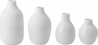 Produktbild von Räder Mini Flaschenvasen weiß 4er Set 5-8,5x3,5-4,5cm