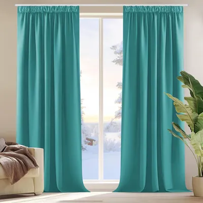 Immagine prodotto di Tende oscuranti con banda arricciante, protezione dal calore, opache, 245x140 cm, colore turchese, set da 2