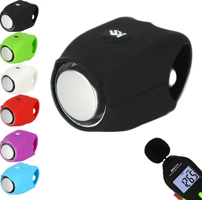 Produktbild von Laute Fahrradhupe, Fahrradhupe, elektrische Klingel für Fahrradroller, elektronische Mini-Summerklingel, E-Klingel, wasserdichte Silikonhüllenklingel, für MTB-Fahrrad (NAUXIU) Schwarz