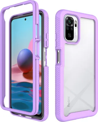 Produktbild von Redmi Note 10 4G Hülle, Transparente Rückseite Robust TPU Bumper Rutschfest Stoßfest Ganzkörper Schutzhülle für Xiaomi Redmi Note 10 4G / Note10S Lila