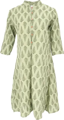 Produktbild von Boho Tunika, Tunikakleid mit Handgefertigtem Druck - Olive, Damen, Grün, Baumwolle, Größe: M