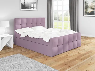 Produktbild von Boxspringbett BERG 120 x 200 mit 2 Bettkästen, Bonell-Matratze und Topper. Farbe: Rosa