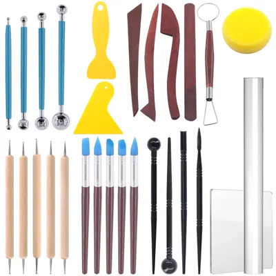 Image de Omgoods - Ensemble d'outils de sculpture de 28 pièces pour le modelage de l'argile