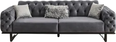 Produktbild von Villa Möbel Sofa Zen Anthrazit 3-Sitzer Relax- und Bettfunktion, pflegeleichter Mikrofaser Samtstoff, inkl. Kissen
