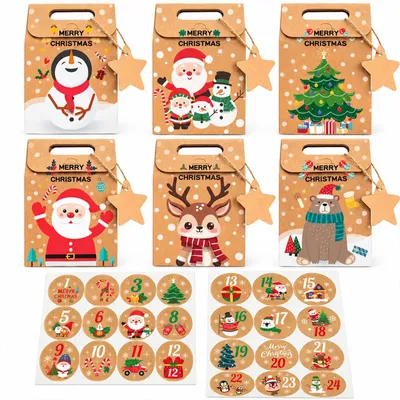 Adventskalender zum Befüllen, 24-teilig, mehrfarbig, 21 cm