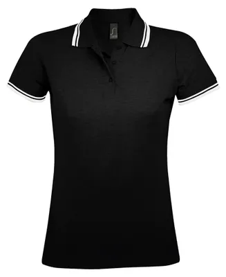 Produktbild von SOLS Damen Pasadena Pique Polo-Shirt, kurzärmlig PC2432 (S) (Schwarz/Weiß)