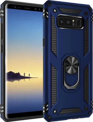 Produktbild von LaimTop Galaxy Note 8 Hülle, Hybrid Robuste Rüstung Drehbarer Ring Halter Ständer Dual Layer Hard PC + TPU Stoßfest Schutzhülle für Samsung Galaxy Note 8 Blau