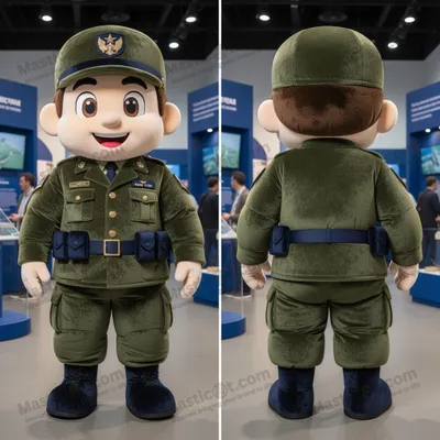 Produktbild von Olivengrüner MASTICOT Matrosen-Soldat-Maskottchen mit breiten Schultern
